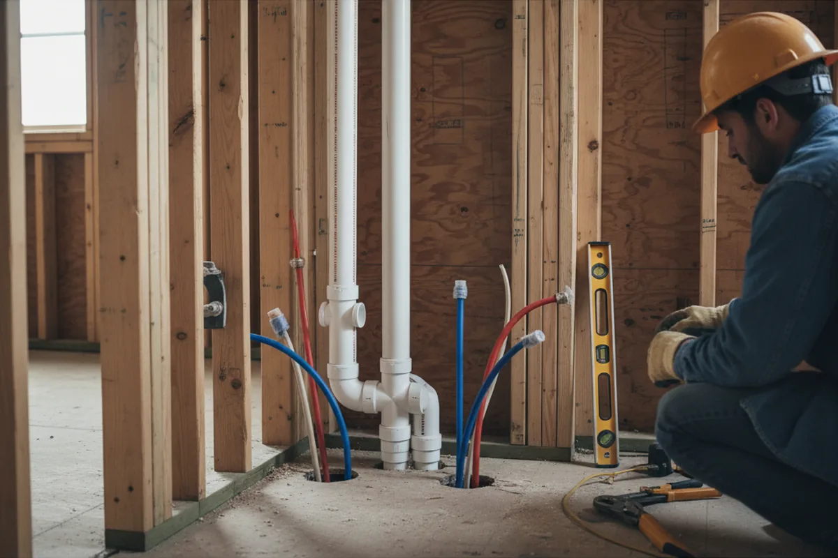 Drain and supply rough-in during Toilet Repair and Installation in Elkhart