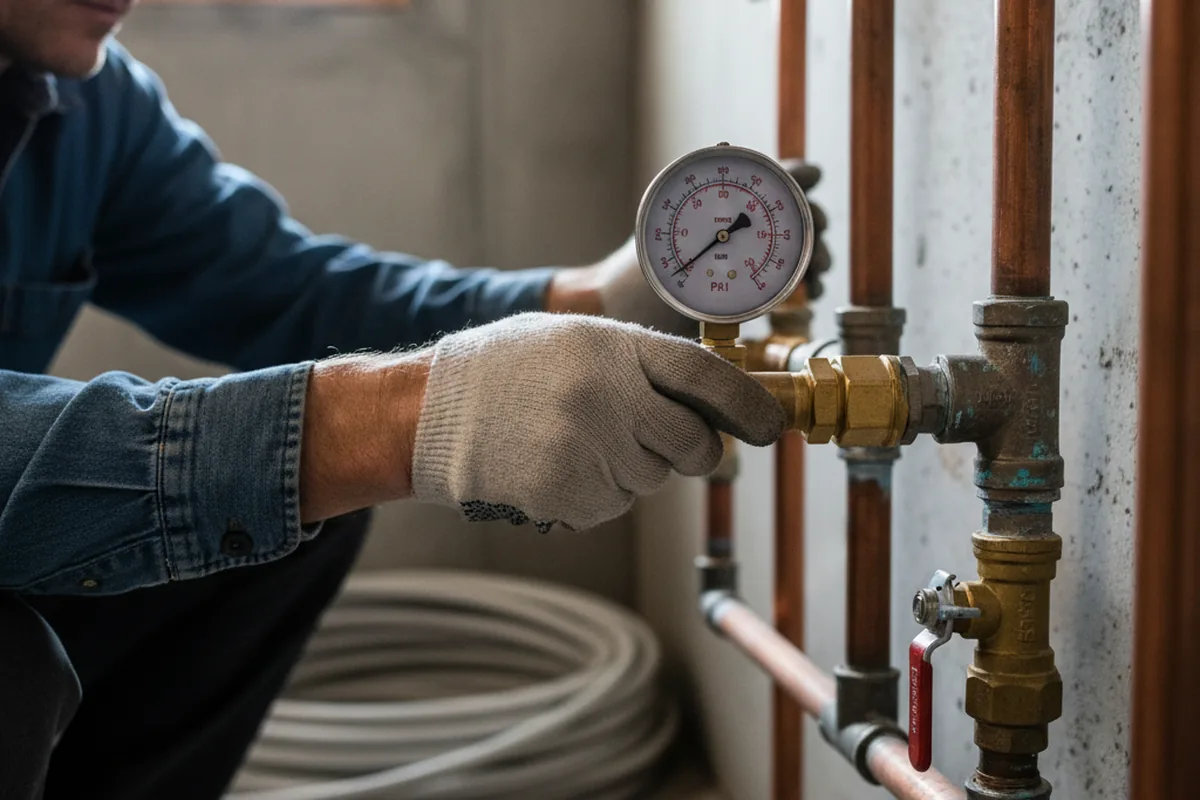 Pressure testing a repaired line during Water Line Repair in Elkhart